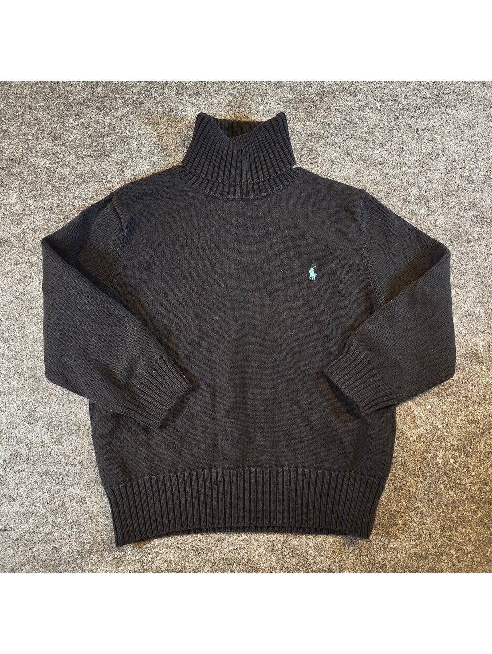 Ralph Lauren Black Cotton Ribbed Turtleneck Sweater Women's XL